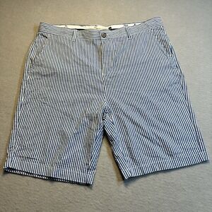 Hudson & Barrow Seersucker Shorts Blue Fair Flat Front Preppy 9" Inseam Mens 38